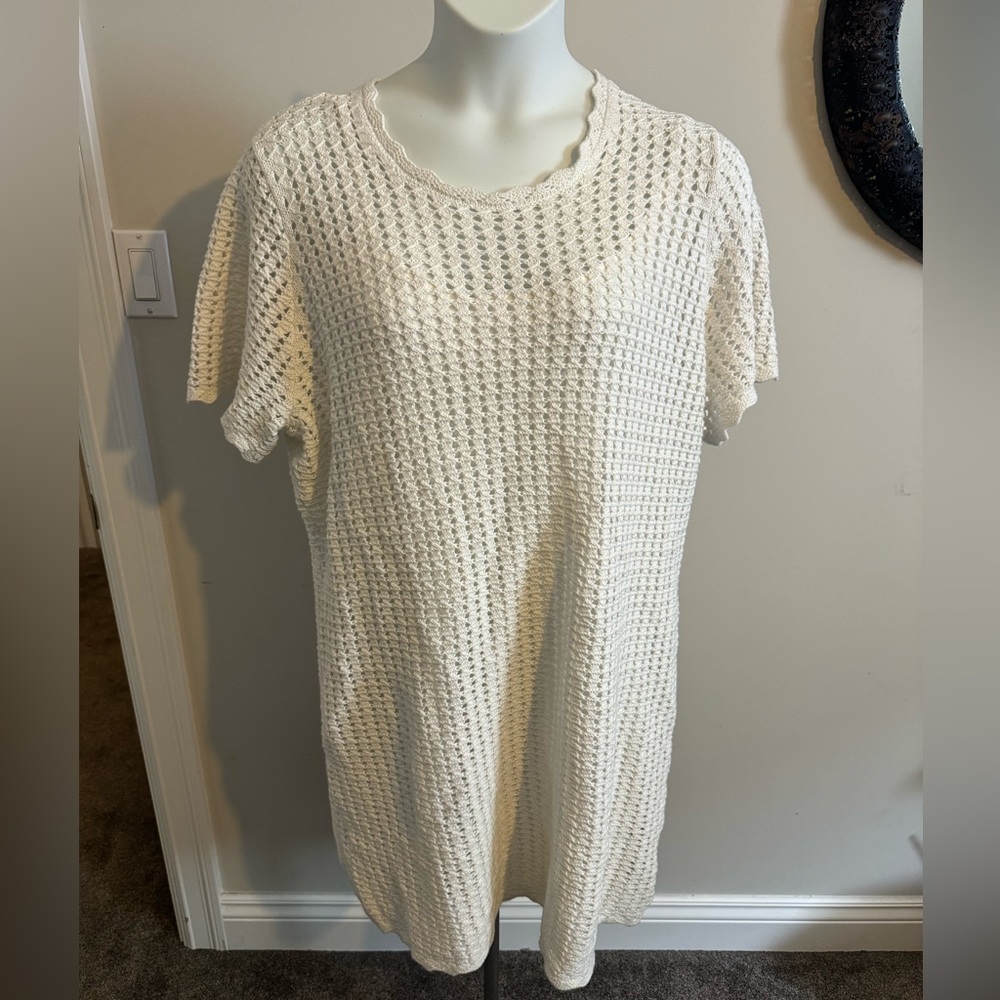 White Crochet Sweater Dress